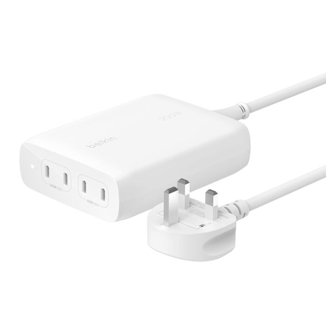 Belkin BoostCharge Pro 200W 4-Port USB-C GaN Charger - WCH015myWH - 0745883868186