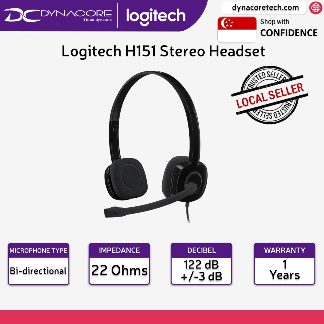 Logitech H151 Stereo Headset with Noise-Cancelling Mic 981-000587 - 097855112866