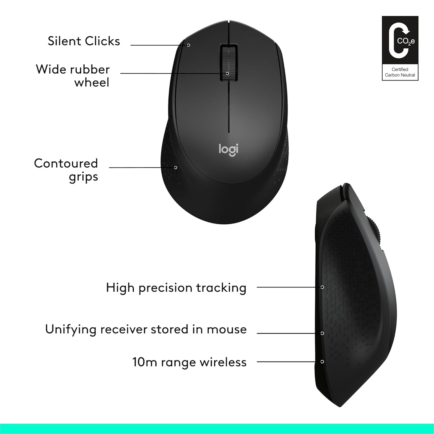 Logitech Mouse M331 Silent Plus Black Wireless -097855123992