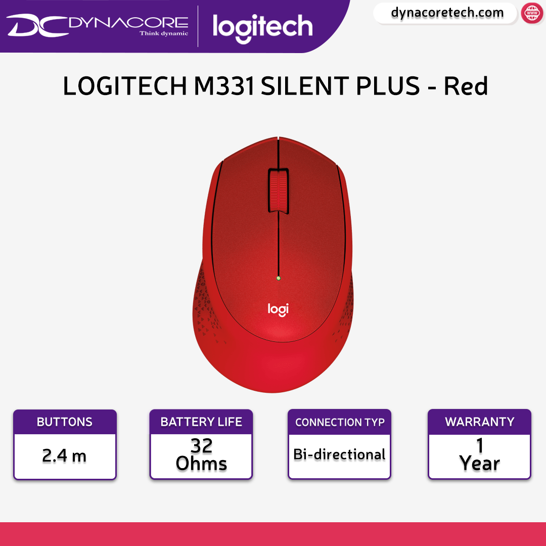 Logitech Mouse M331 Silent Plus - Red Wireless -097855124012