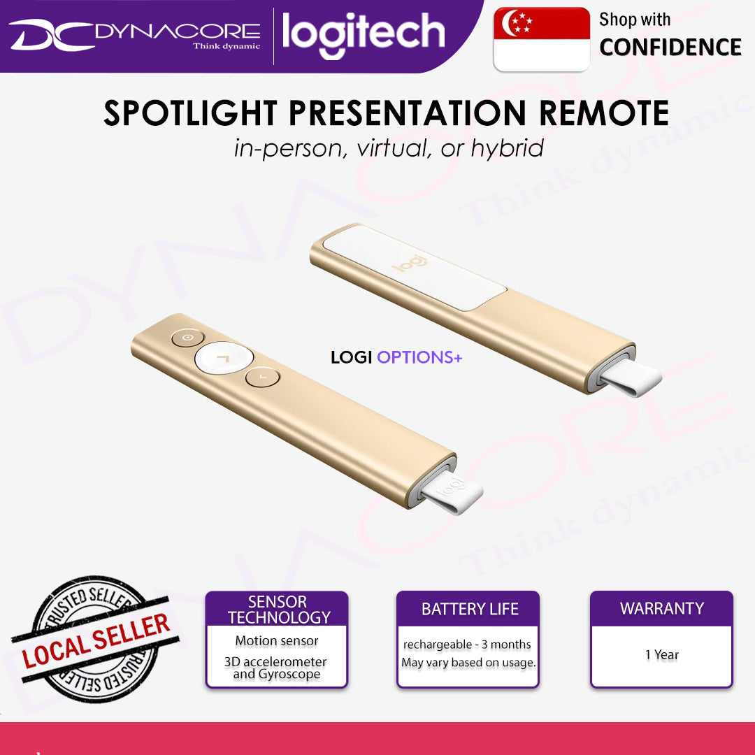 LOGITECH SPOTLIGHT WIRELESS PRESENTER GOLD - 097855127785