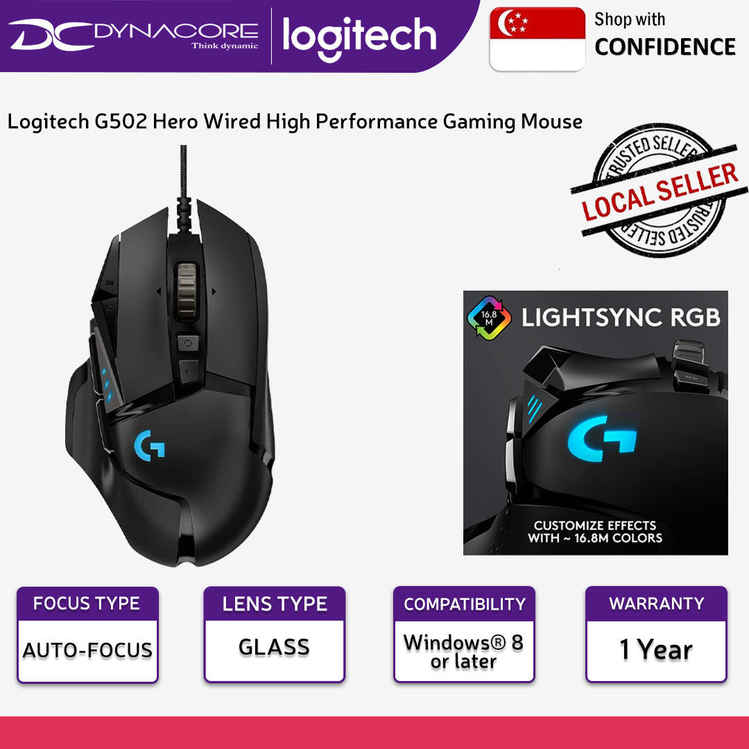 Logitech G502 Hero Wired High Performance Gaming Mouse - 910-005469 -097855142009