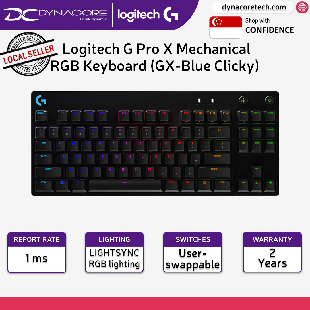 Logitech G Pro X Mechanical RGB Keyboard (GX-Blue Clicky) - 920-009239-097855149787
