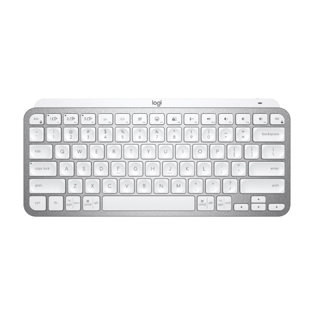 Logitech MX Keys Mini Minimalist Wireless Illuminated Keyboard, Pale Grey Compact, Bluetooth, Backlit, USB-C, Compatible with Apple macOS, iOS, Windows, Linux, Android, Metal Build -097855169662