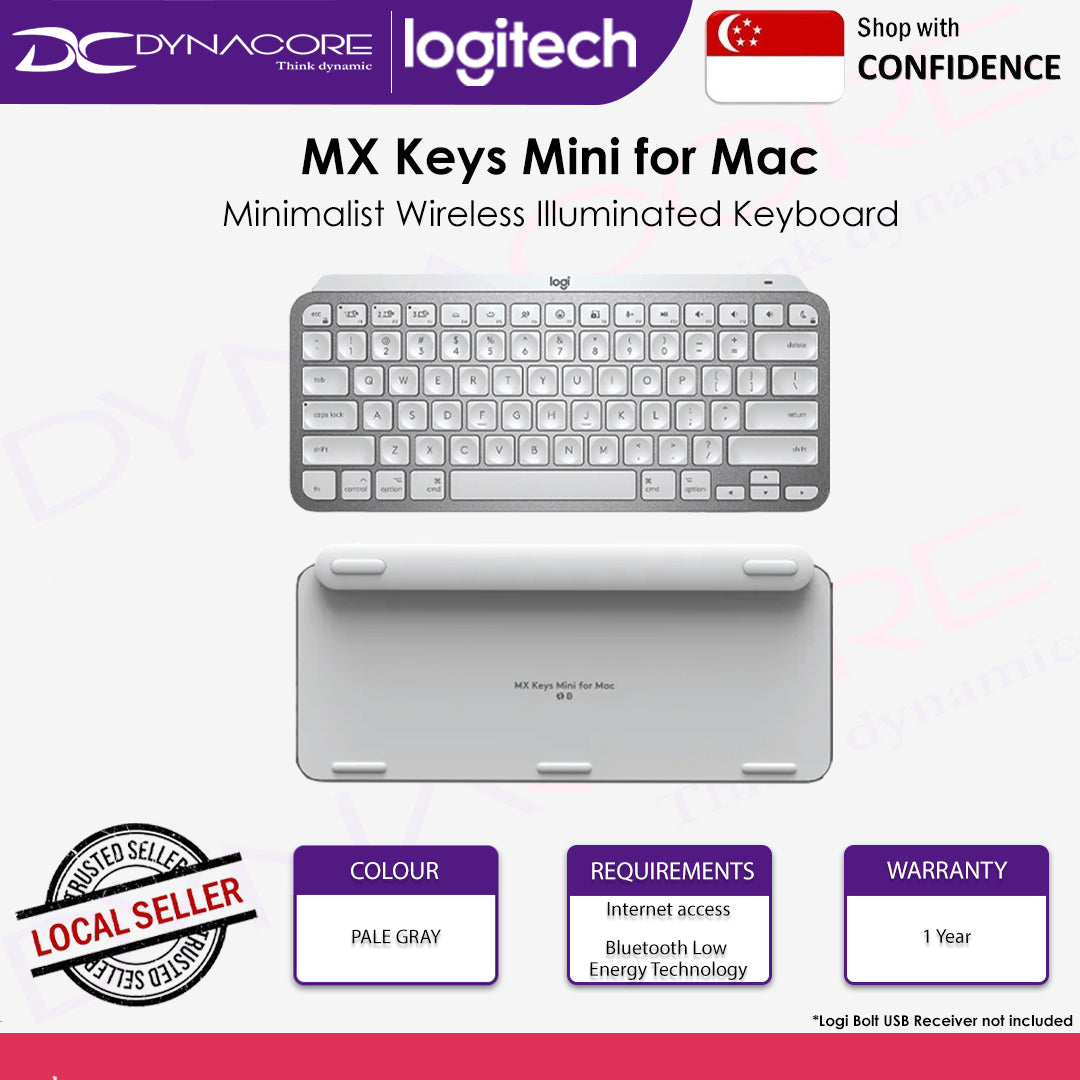 LOGITECH 920-010528 LOGI MX KEYS MINI FOR MAC KEYBOARD PALE GREY 1Y - 097855169747