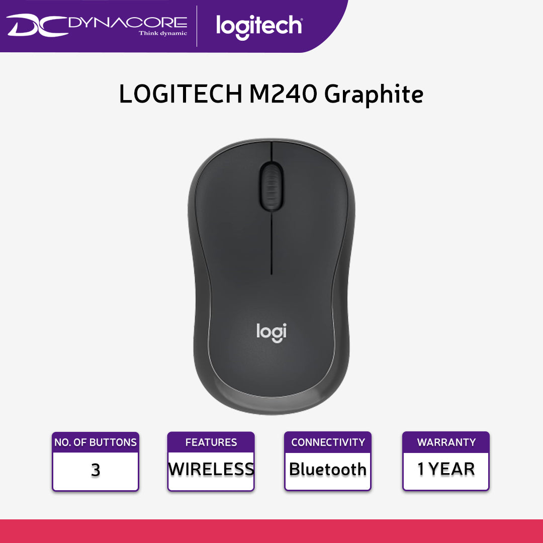 LOGITECH M240 Graphite Silent Bluetooth Mouse with Silent Clicking - 097855187734