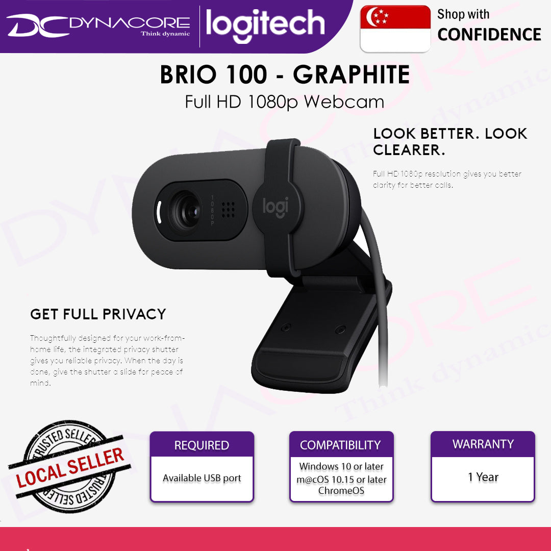 LOGITECH BRIO 100 GRAPHITE FULL HD WEBCAM - 097855188601