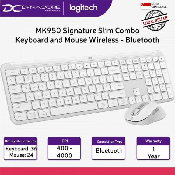 Logitech MK950 Signature Slim Combo Keyboard and Mouse - Wireless(Bolt Receiver Included), Bluetooth - 097855193315