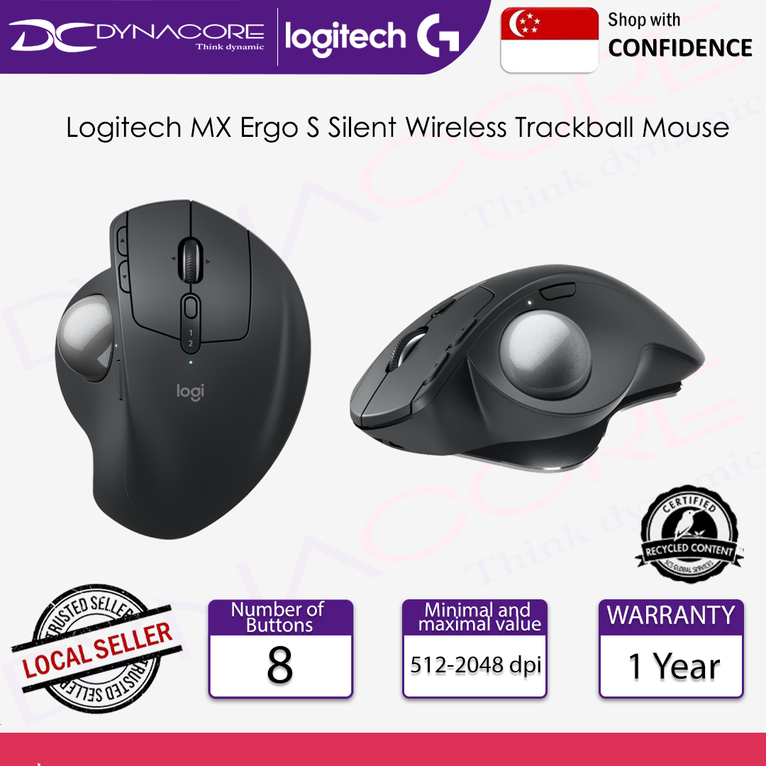 Logitech MX Ergo S Wireless Trackball Mouse - 097855196682