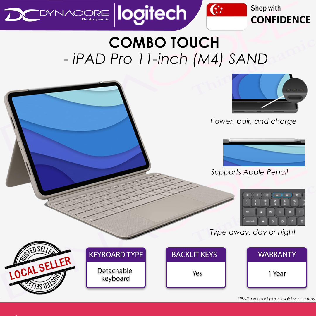 Logitech Combo Touch for iPad Pro 11-inch M4 - SAND - 920-013297 - 097855201591