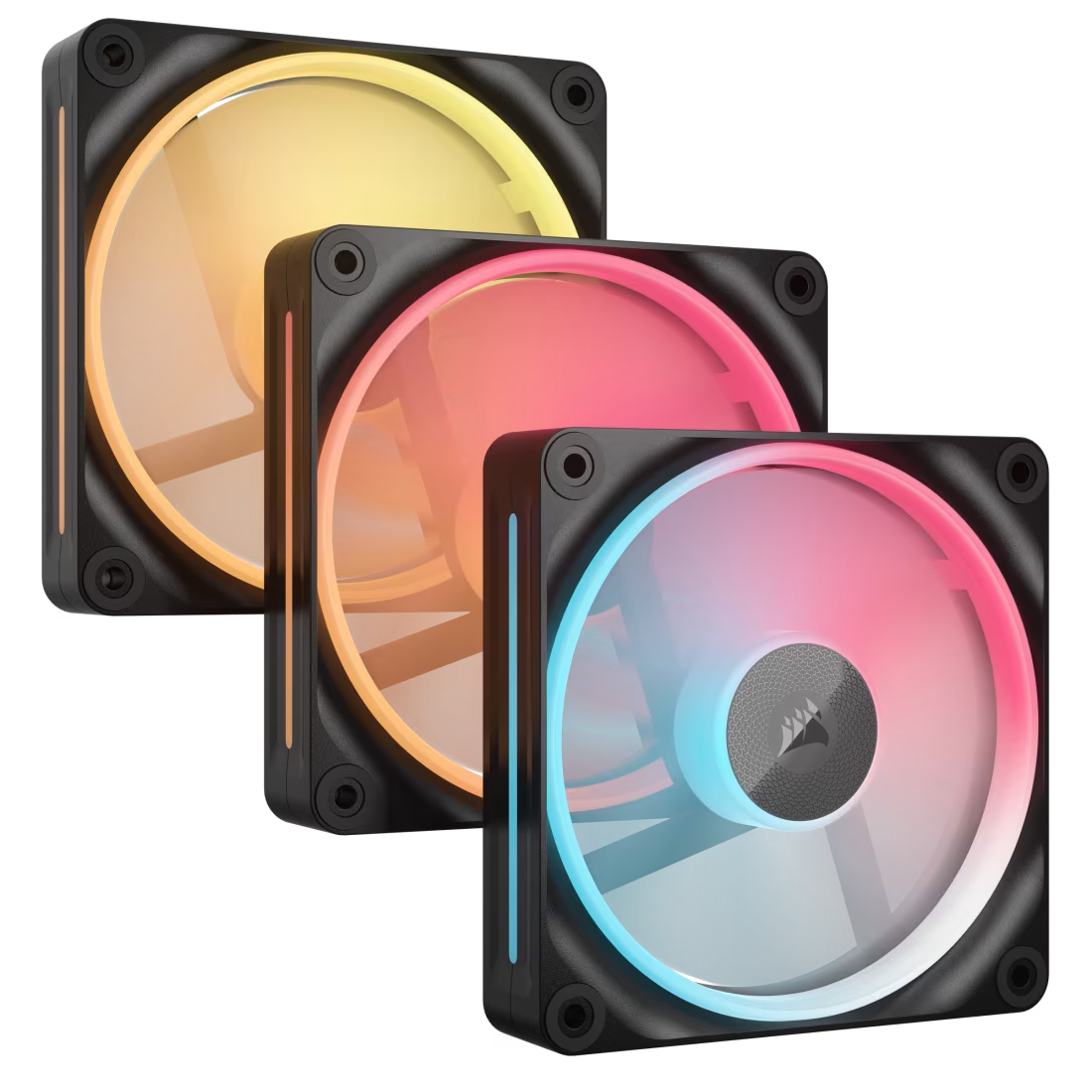 CORSAIR iCUE Link LX120-R RGB 120mm PWM Reverse Fans Triple Pack - Black / White