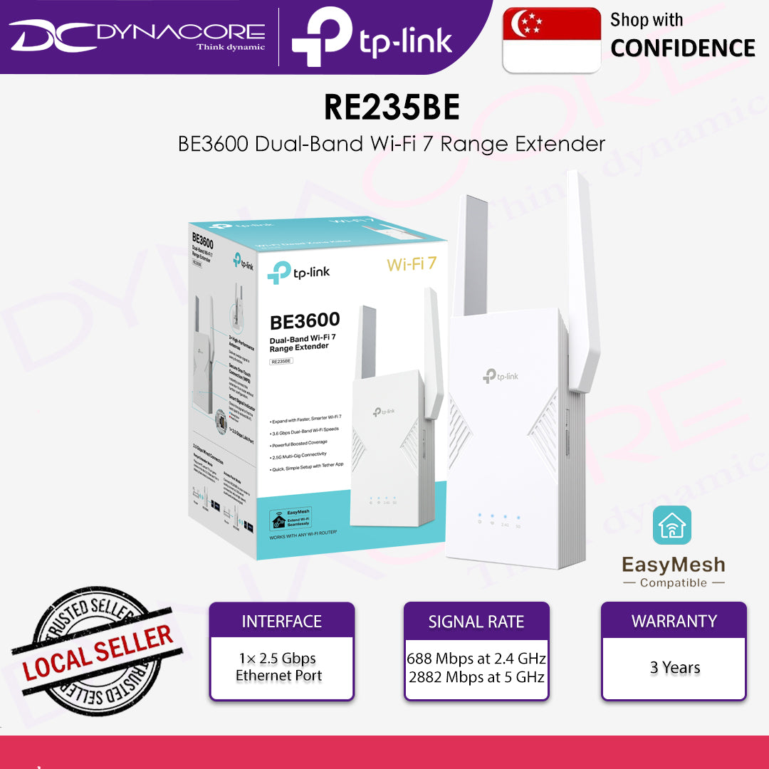 TP-LINK RE235BE BE3600 Dual-Band Wi-Fi 7 Range Extender - 1210002601467