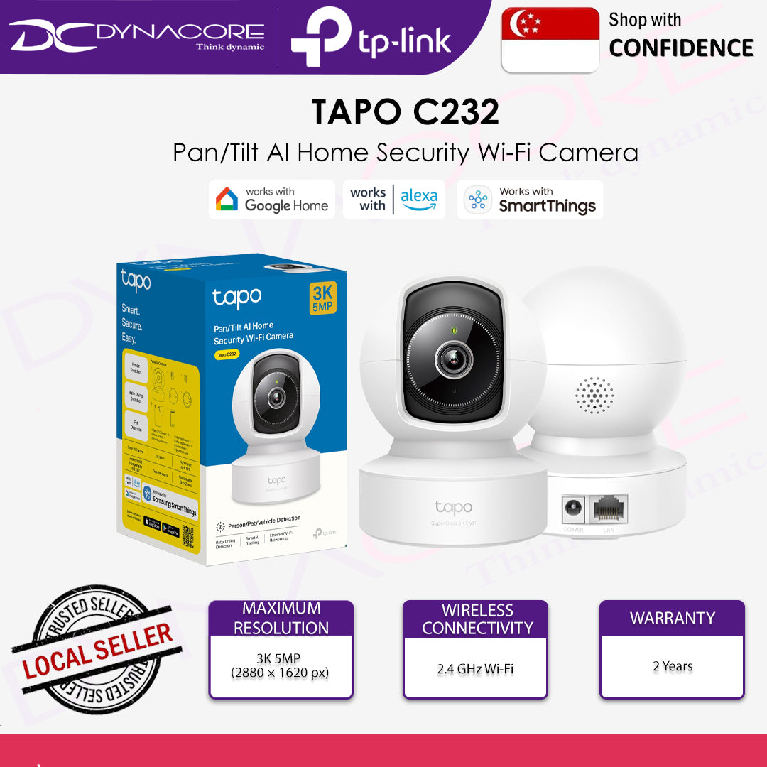 TP-LINK TAPO C232 3K 5MP 360° Pan/Tilt AI Home Security Wi-Fi Camera Motion Detection Night Vision - 1210002604338