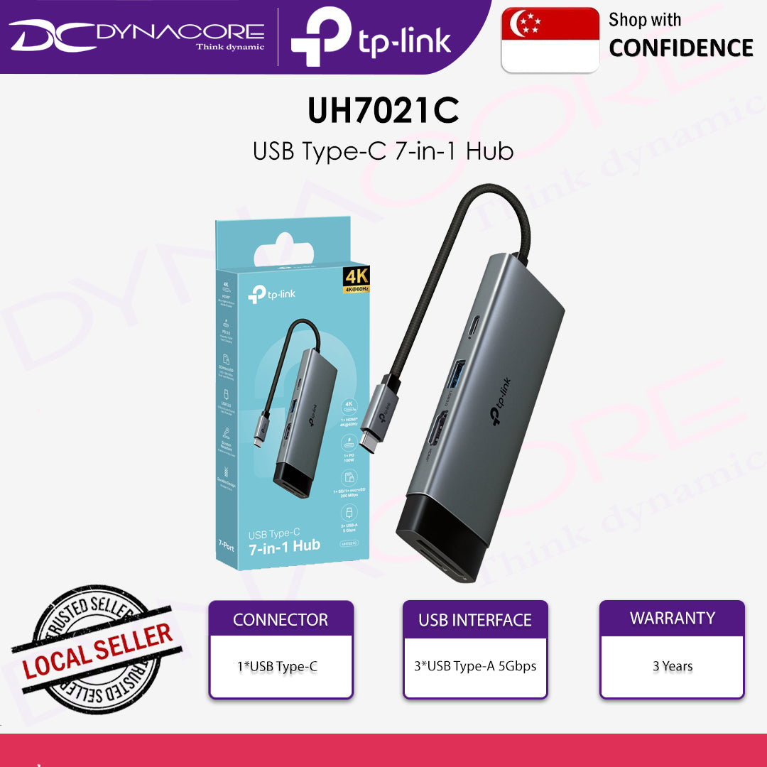 TP-LINK UH7021C USB Type-C 7-in-1 Hub 3xUSB Type-A - 1210002607421