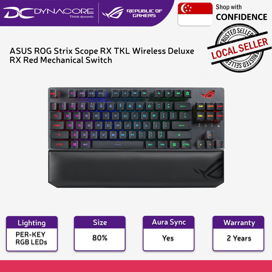 ASUS ROG Strix Scope RX TKL Wireless Deluxe Gaming Keyboard - RX Red Mechanical Switch - 195553322034