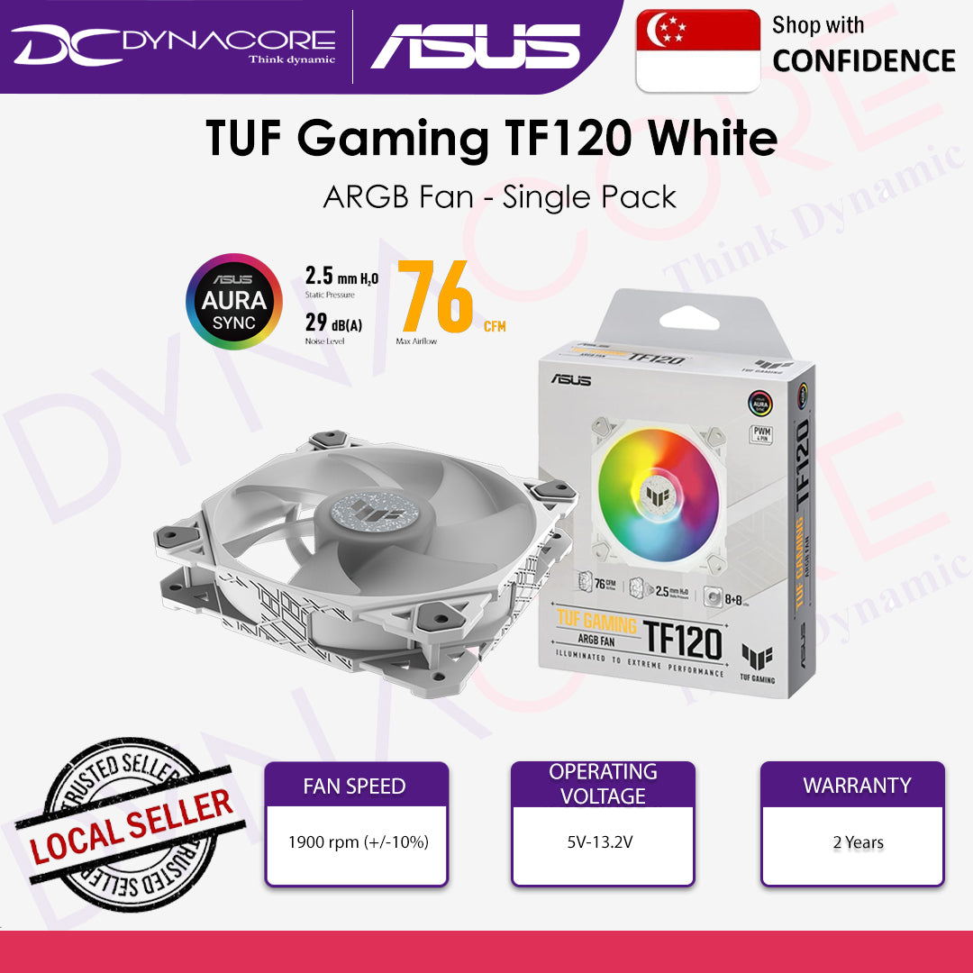 ASUS TUF GAMING TF120 WHITE ARGB FAN - 195553845397