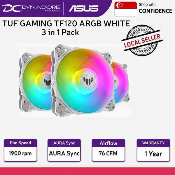 ASUS TUF GAMING TF120 WHITE ARGB 3-IN-1 FAN - 195553845403