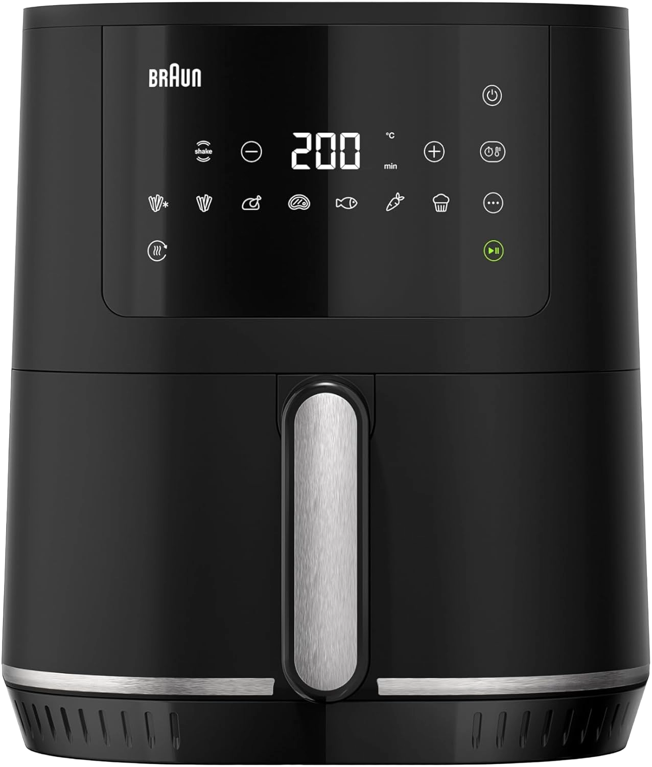 BRAUN MultiFry 3 HF3030 - Air Fryer, 1500W, 4.3L capacity, digital interface with 8 Preset programs, adjustable temperature 80-200 degree, Black - 8021098005052