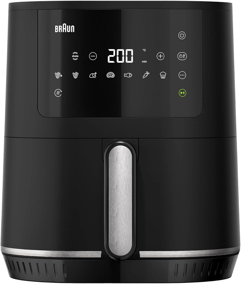BRAUN MultiFry 3 HF3030 - Air Fryer, 1500W, 4.3L capacity, digital interface with 8 Preset programs, adjustable temperature 80-200 degree, Black - 8021098005052