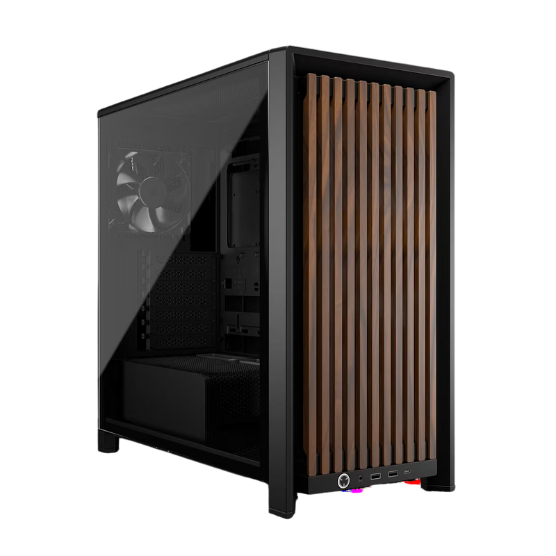 Corsair FRAME 4000D WOOD RS Modular Mid-Tower PC Case - Black and Walnut - 840440417880