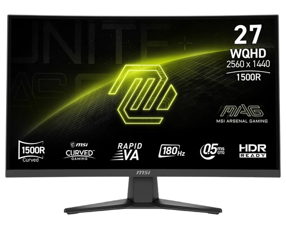 MSI MAG 275CQF E18 27" WQHD (2560x1440) 180Hz 0.05ms GTG Rapid VA Curved Gaming Monitor - MSIMAG275CQFE18