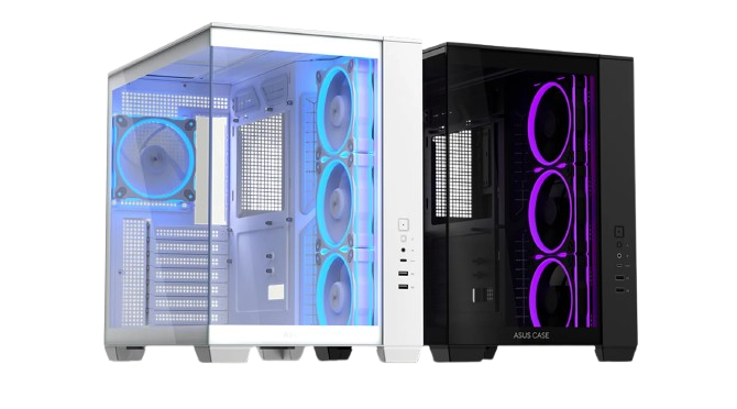 ASUS A32 ATX Dual-Chamber Tempered Glass PC Case with USB Type-C - Black / White