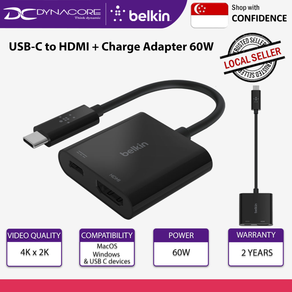 BELKIN ADAPTER USB-C TO HDMI 60W PD BLK - 745883799060