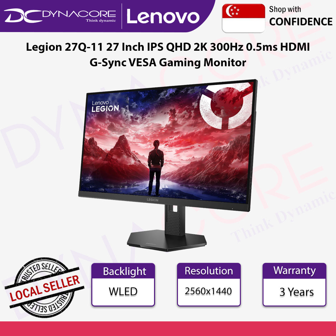 LENOVO Legion 27Q-11 27 Inch IPS QHD 2K 300Hz 0.5ms HDMI G-Sync VESA Gaming Monitor - 67D3GAC1MY