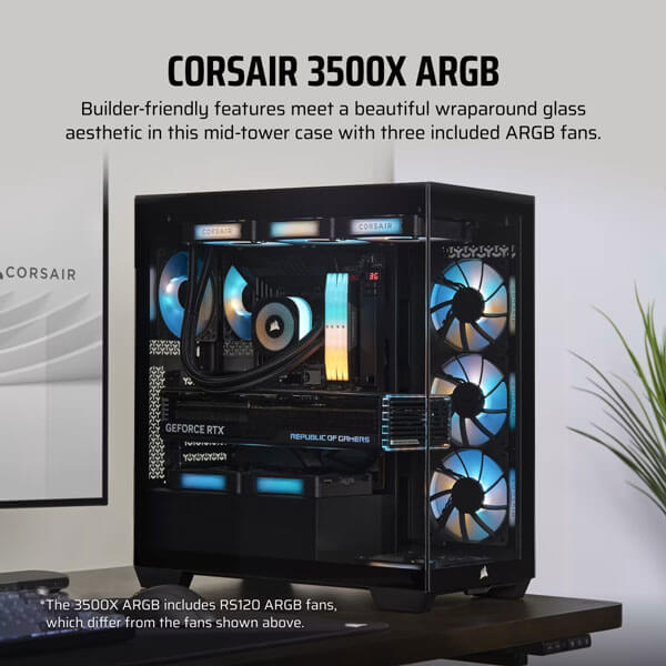 Corsair 3500X ARGB Tempered Glass Micro ATX - Black - CS-CC-9011278-WW