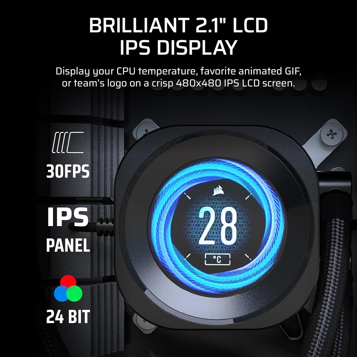Corsair Nautilus RS LCD Screen Module AIO 2.1" IPS Display - Black - 840440499664