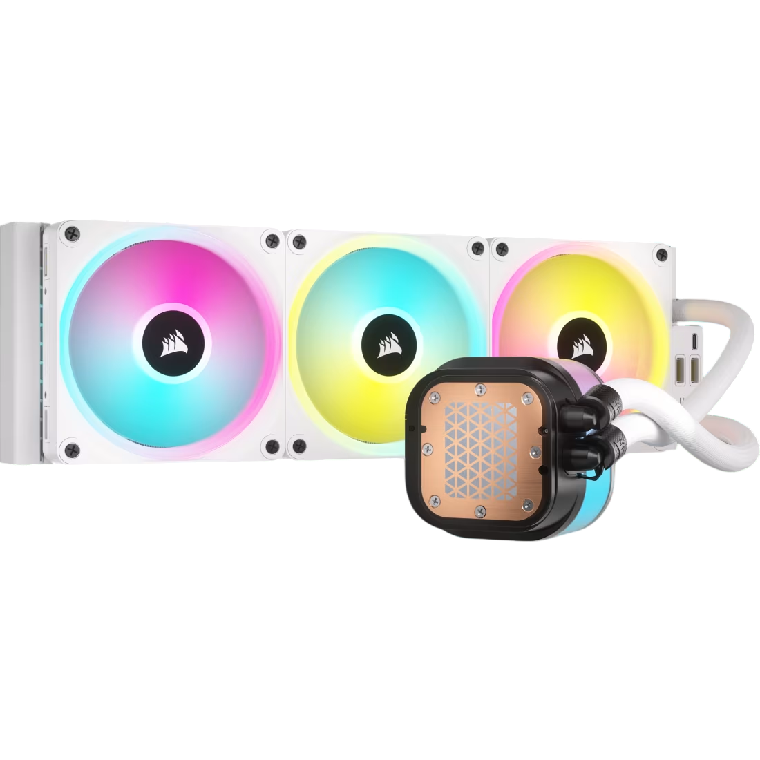 Corsair iCUE LINK H150i QX120 RGB Fans 360mm Radiator LCD Liquid CPU Cooler White - 840006665946