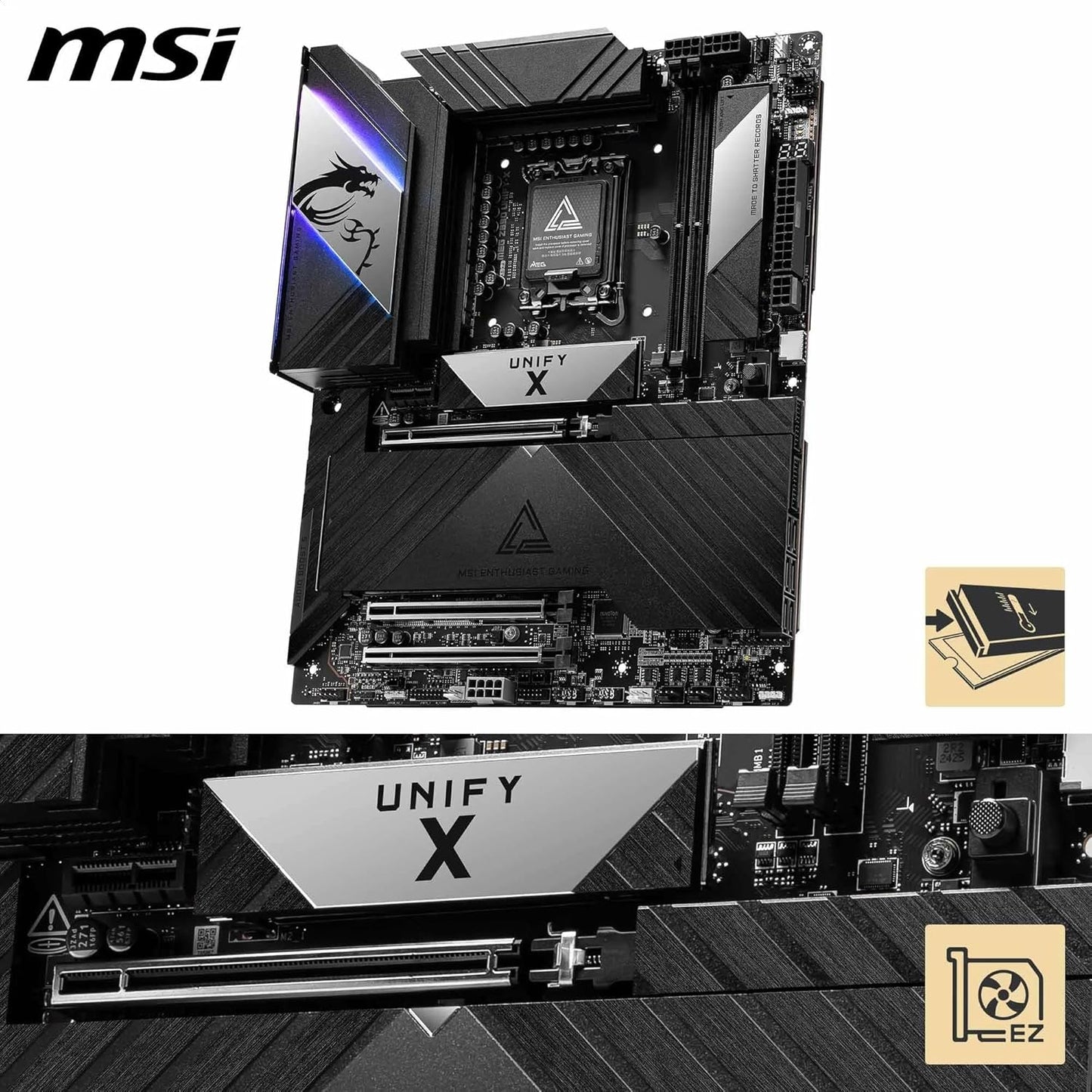 MSI MEG Z890 Unify-X Motherboard, ATX - Supports Intel Core Ultra Processors (Series 2), LGA 1851-110A SPS VRM, DDR5 - MSIMEGZ890UnifyX