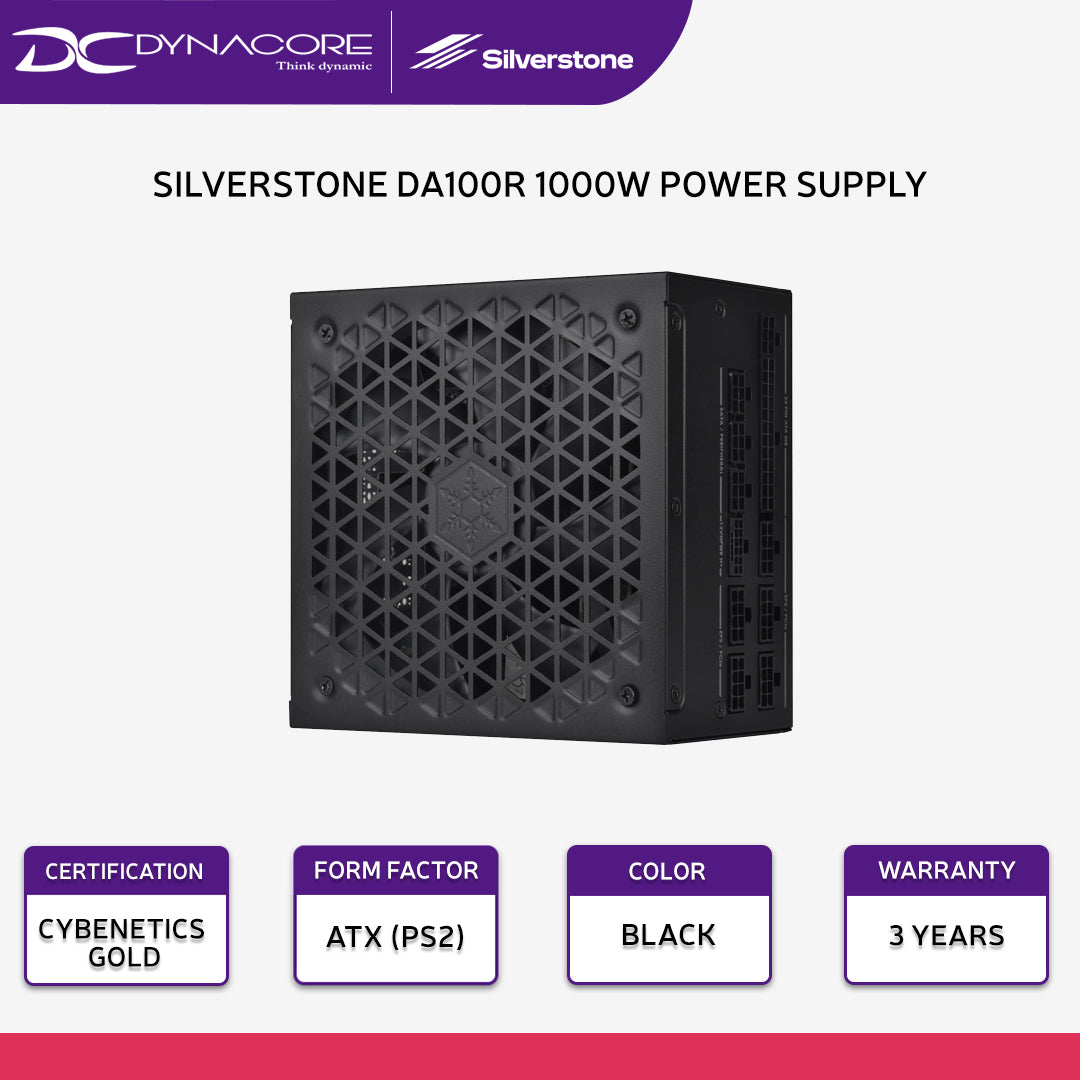 Silverstone DA1000R 1000W PCIe 5.0 ATX3.0 Cybenetics Gold QUIET Full Modular PSU Power Supply - 4710679815558