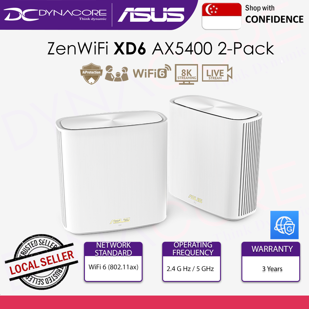 ASUS ZenWiFi XD6 AX5400 Whole-Home Dual-Band Mesh WiFi 6 System – Coverage up to 5,400 Sq. ft. / 4+ rooms, easy setup, life-time free network security & parental controls -4711081061328