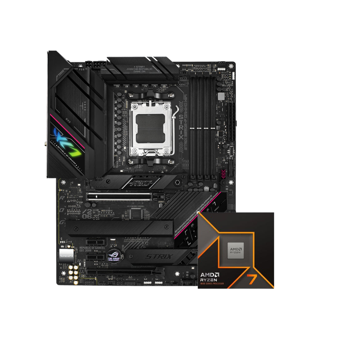 ASUS ROG STRIX B650E-F GAMING WIFI AM5 ATX MOTHERBOARD + AMD RYZEN 7 9700X 3.8GHz 8C/16T 40MB CACHE MPK PROCESSOR - 4711081944058 +100-000001404