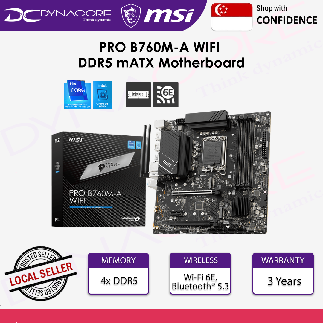 MSI PRO B760M-A WIFI LGA1700 m-ATX MOTHERBOARD - 4711377059572