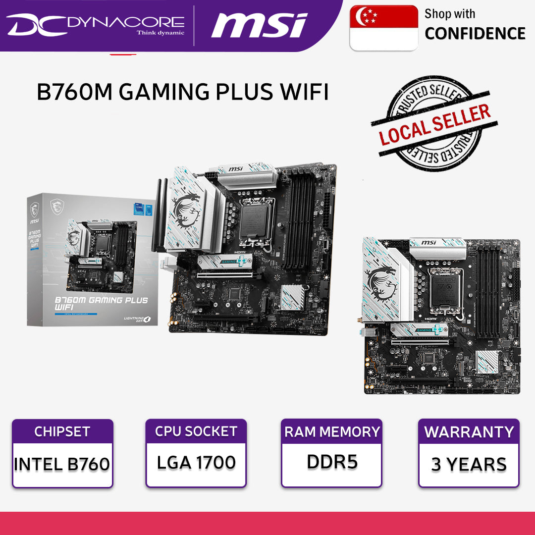 MSI B760M GAMING PLUS WIFI DDR5 Intel LGA1700 mATX Motherboard - 4711377154017