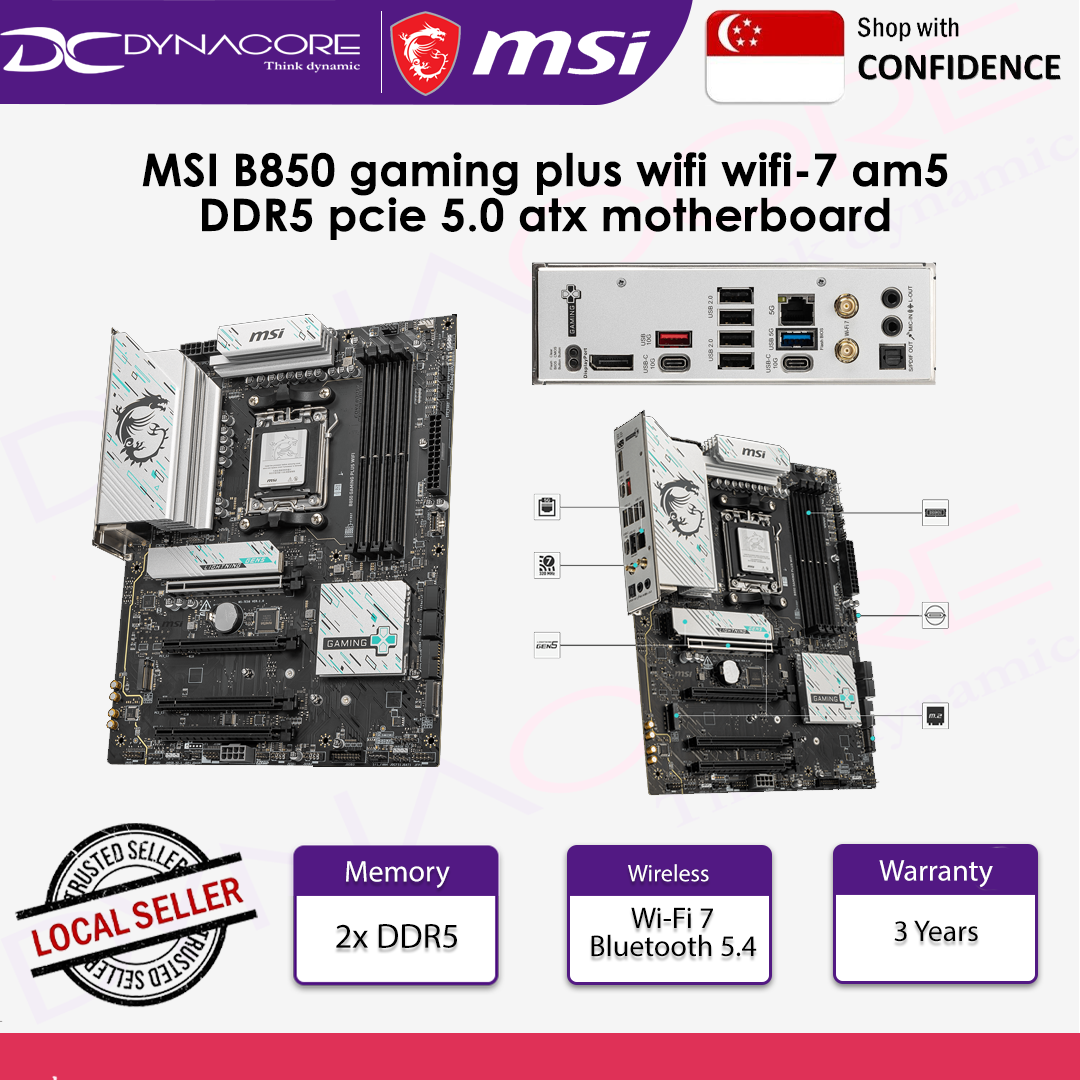 MSI B850 GAMING PLUS WIFI Supports AMD Ryzen™ 9000/ 8000/ 7000 Series Desktop Processors Socket AM5 ATX MOTHERBOARD - 4711377285438