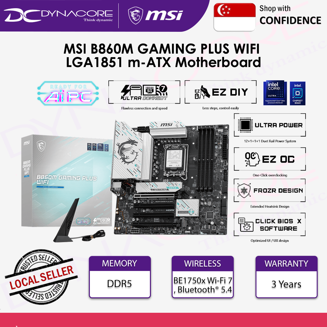 MSI B860M GAMING PLUS WIFI LGA1851 m-ATX MOTHERBOARD - 4711377286558