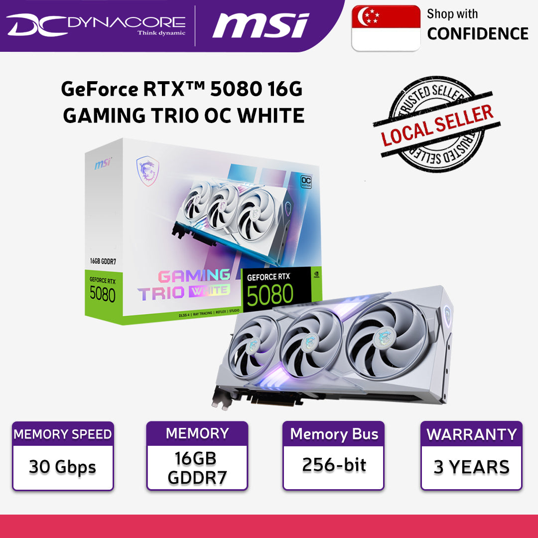 MSI GeForce RTX 5080 Gaming Trio OC White 16GB GDDR7 Graphics Card - 4711377292177