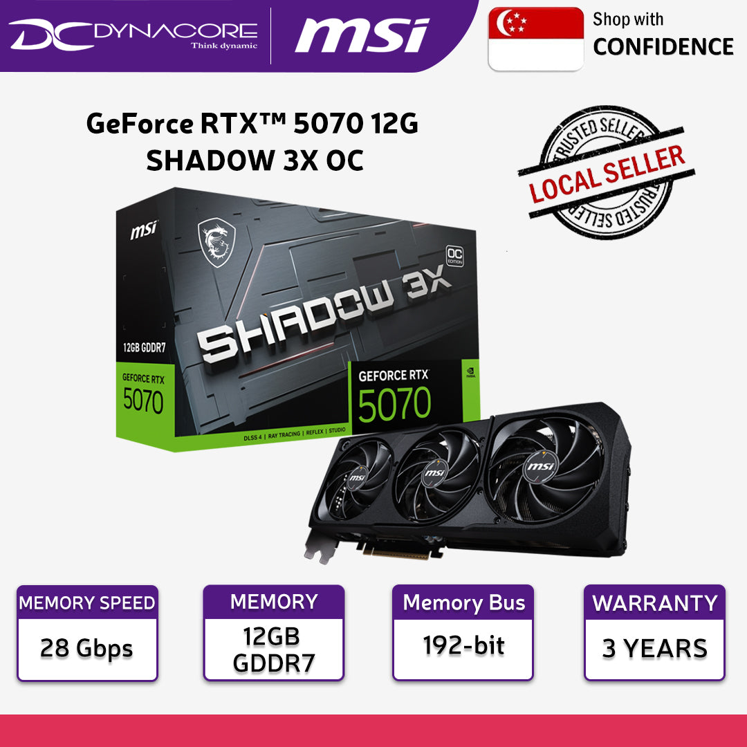MSI GeForce RTX 5070 12G 12GB SHADOW 3X OC GDDR7 Graphics Card - RTX5070 - 4711377308205
