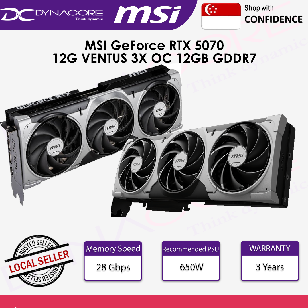 MSI GEFORCE RTX5070 12GB VENTUS 3X OC 12GB TRIPLE FAN GDDR7 - 4711377308281
