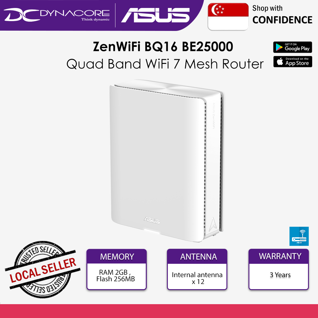 ASUS ZenWiFi BQ16 BE25000 1-Pack Quad Band WiFi 7 Whole Home Mesh WiFi System - 4711387216231