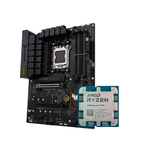 ASUS TUF GAMING B650-E WIFI AM5 ATX MOTHERBOARD + AMD Ryzen 7 7700 8 Cores / 16 Threads 65 Watts 40MB Cache Gaming Processor - 4711387423080 +100-100000592MPK