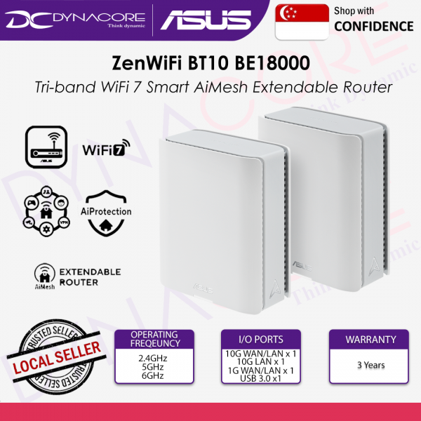 ASUS ZenWiFi BT10 (2 PACK) Tri-band WiFi 7 Smart AiMesh Extendable Router - 4711387429914