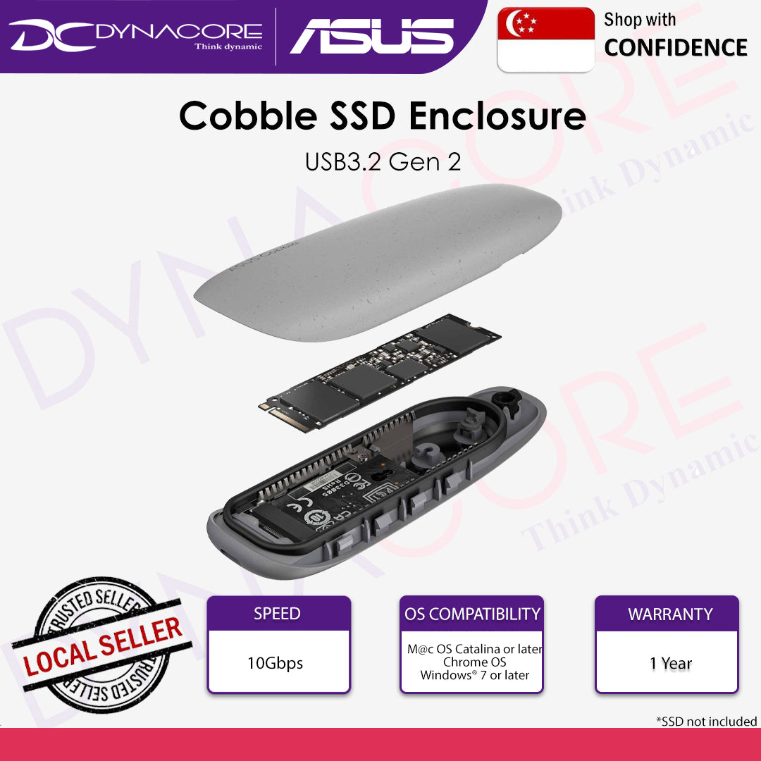 ASUS ESD-A1A Cobble SSD Enclosure - USB-C® 3.2 Gen 2x1, 10Gbps BLACK / GRAY - 4711387683507 / 4711387683569
