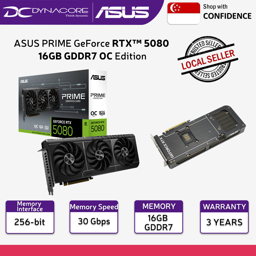 ASUS PRIME GeForce RTX™ 5080 16GB GDDR7 OC Edition Graphics Card / RTX 5080 / RTX5080 - 4711387837788
