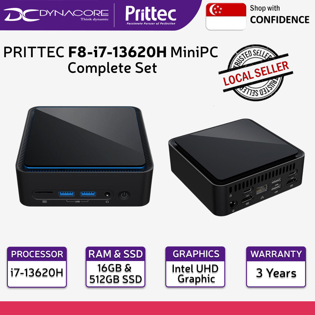 PRITTEC F8-i7-13620H MiniPC Complete Set (13th Gen Intel® Core™ i7-13620H | 16GB Ram | 512GB SSD | Intel UHD Graphic | WIN11-PRO) - 4711530290019