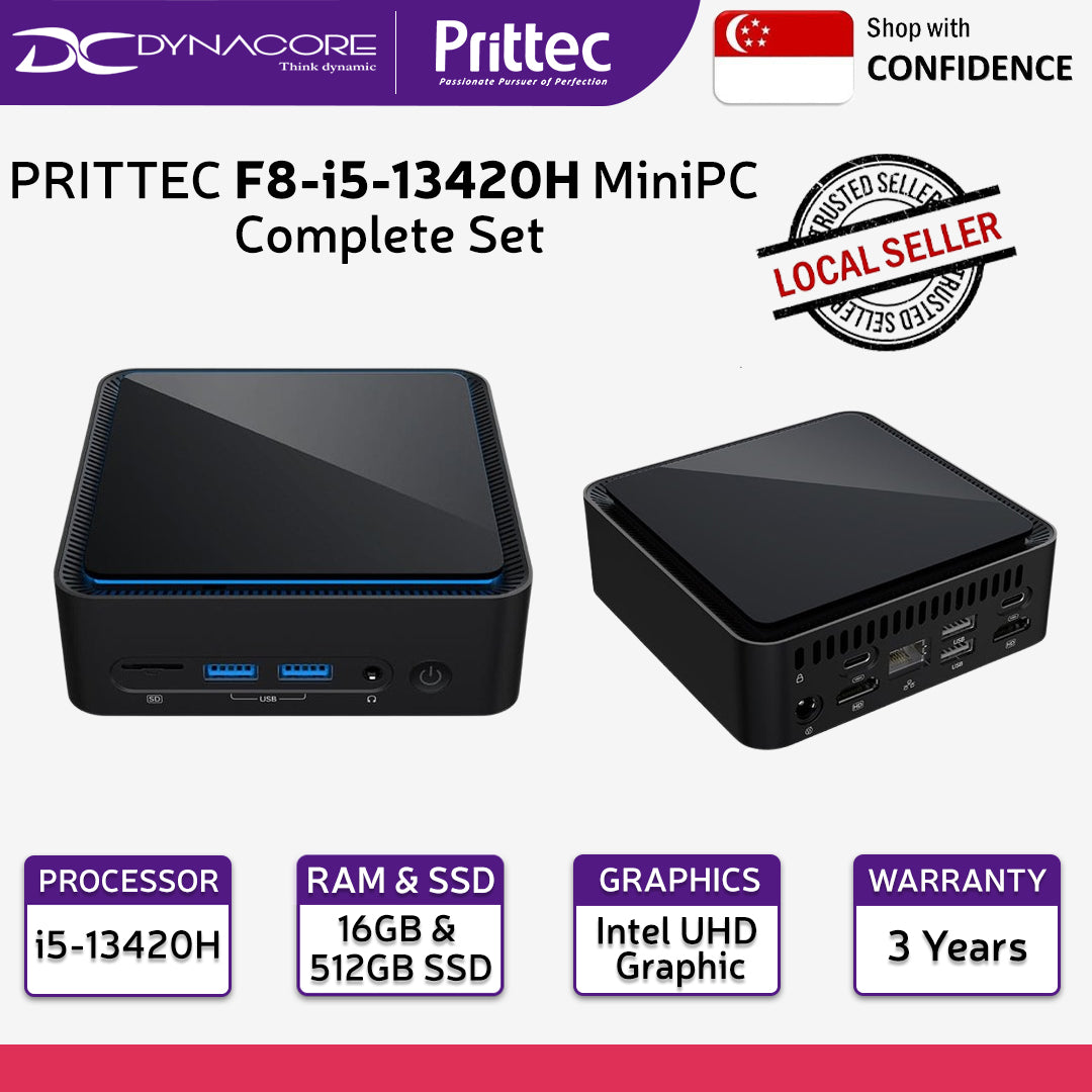 PRITTEC F8-i5-13420H MiniPC Complete Set (13th Gen Intel® Core™ i5-13420H | 16GB Ram | 512GB SSD| Intel UHD Graphic | WIN11-PRO) - 4711530290026