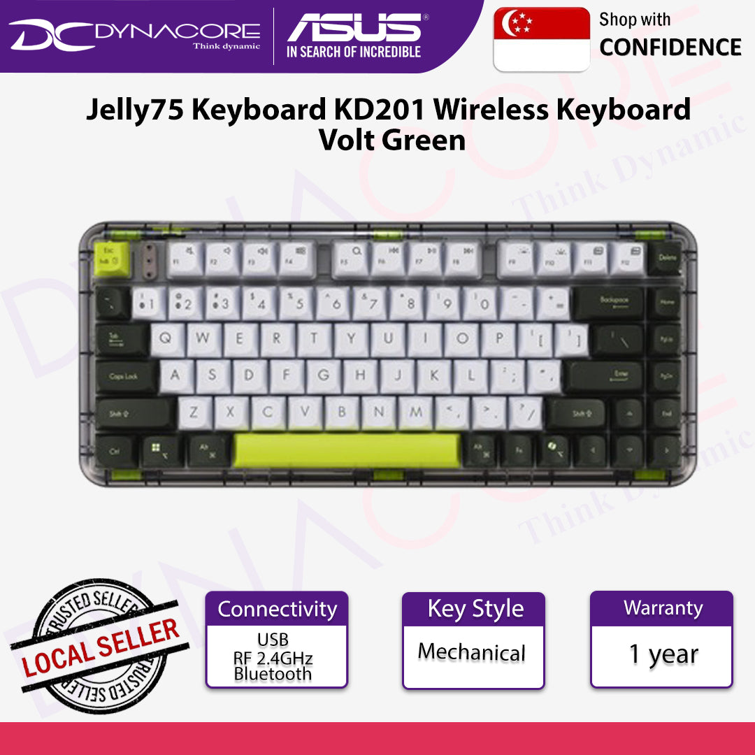 ASUS Jelly75 Keyboard KD201 Wireless Keyboard Volt Green - 4711636125192-CLR